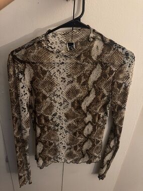 Windsor Brown & Cream Snake Print Mesh Top